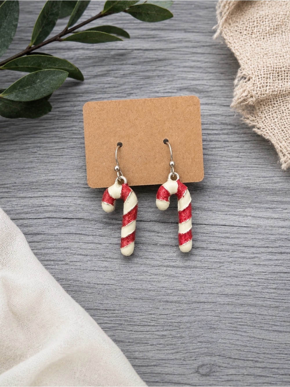 Boutique Candy Cane Dangle Earrings | Festive Christmas Holiday Jewelry | New
